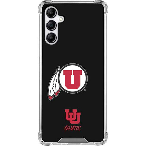 University of Utah Circle and Feather on Black Galaxy A15 5G Clear Case